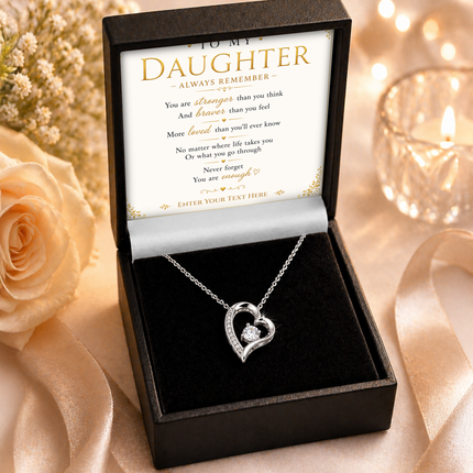 To My Daughter Personalised Necklace With Poem, Eternal Heart Pendant In Keepsake Box