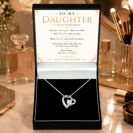 To My Daughter Personalised Necklace With Poem, Eternal Heart Pendant In Keepsake Box