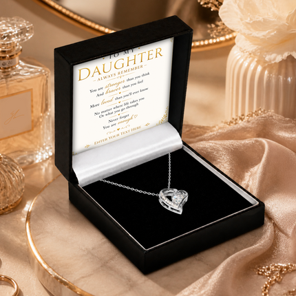 To My Daughter Personalised Necklace With Poem, Eternal Heart Pendant In Keepsake Box