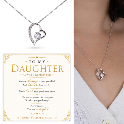 To My Daughter Personalised Necklace With Poem, Eternal Heart Pendant In Keepsake Box