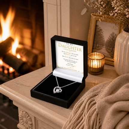 To My Daughter Personalised Necklace With Poem, Eternal Heart Pendant In Keepsake Box