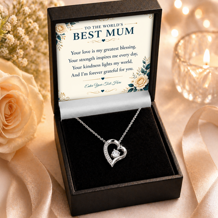To The Worlds Best Mum Personalised Eternal Heart Necklace In Keepsake Box
