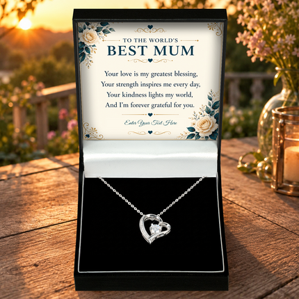 To The Worlds Best Mum Personalised Eternal Heart Necklace In Keepsake Box