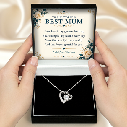 To The Worlds Best Mum Personalised Eternal Heart Necklace In Keepsake Box