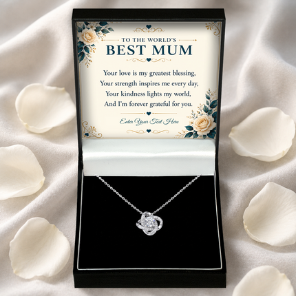 To The Worlds Best Mum Personalised Love Knot Necklace In Keepsake Box