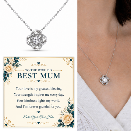 To The Worlds Best Mum Personalised Love Knot Necklace In Keepsake Box