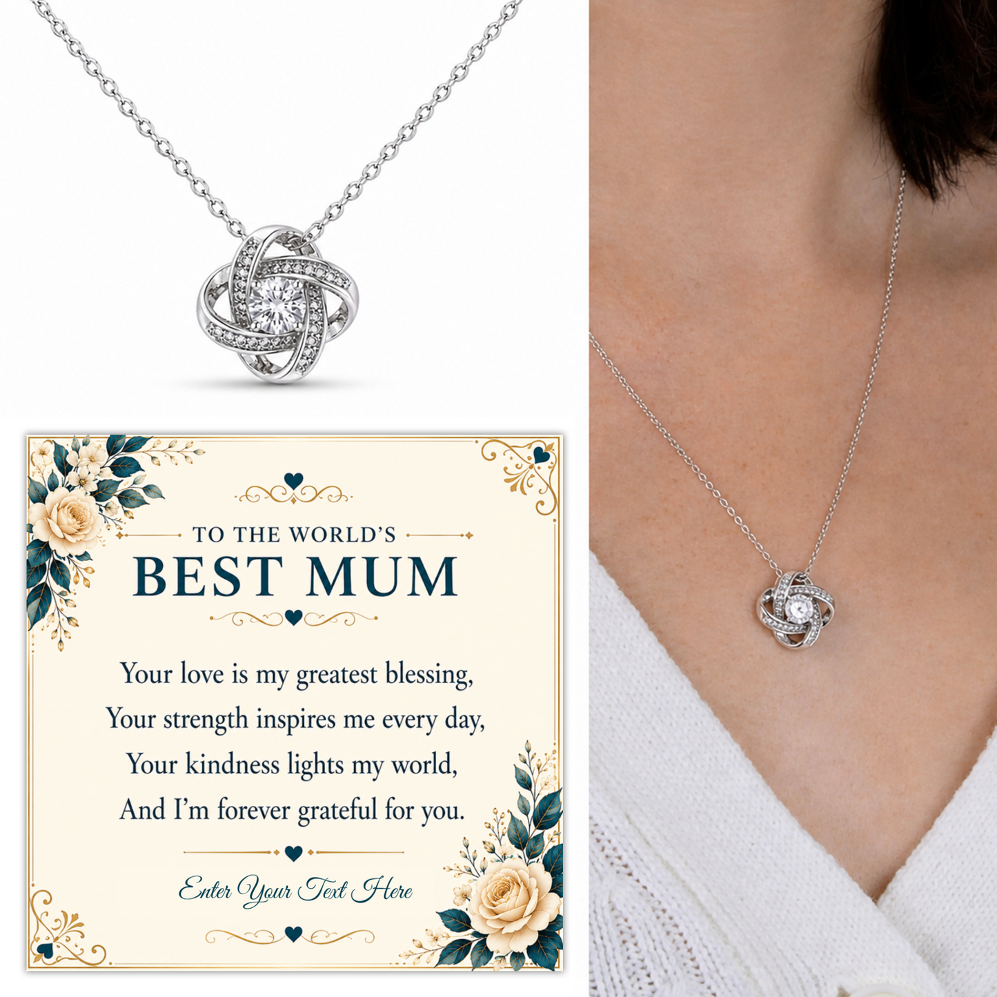 To The Worlds Best Mum Personalised Love Knot Necklace In Keepsake Box