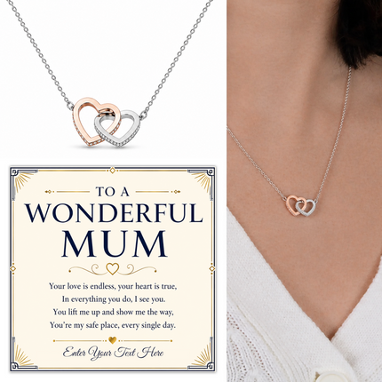 To A Wonderful Mum Personalised Interlocking Hearts Necklace In Keepsake Box