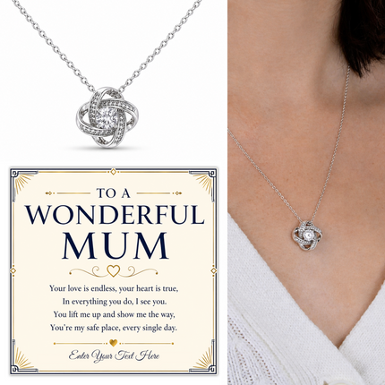 To A Wonderful Mum Personalised Love Knot Necklace In Keepsake Box