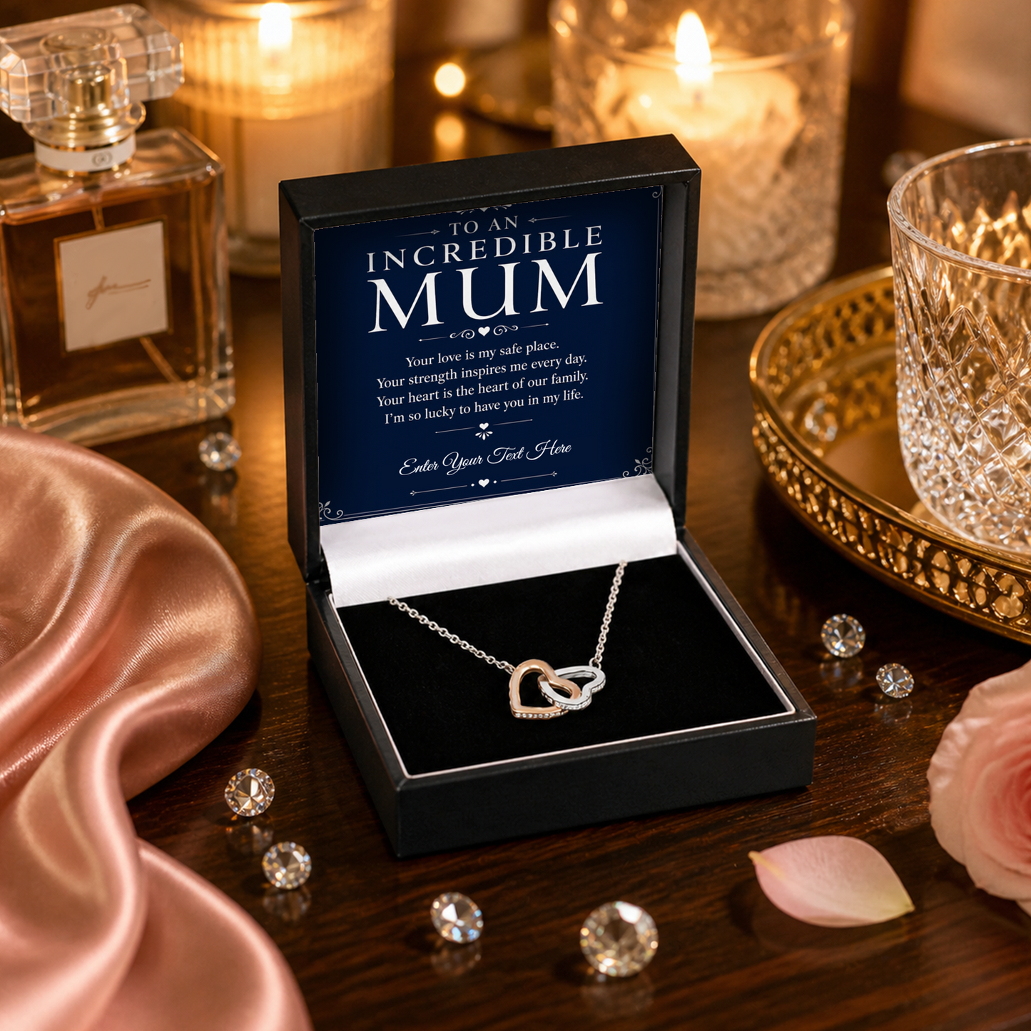 To An Incredible Mum Personalised Interlocking Hearts Necklace In Keepsake Box