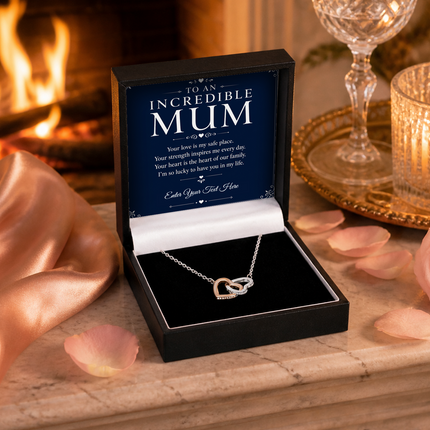 To An Incredible Mum Personalised Interlocking Hearts Necklace In Keepsake Box