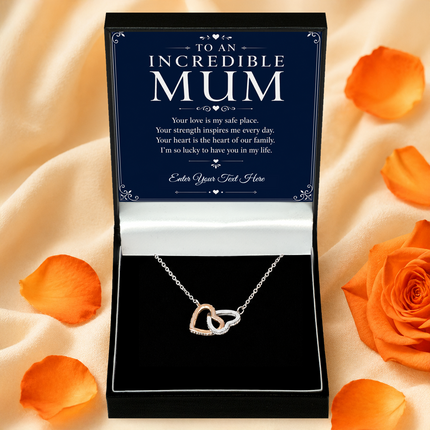 To An Incredible Mum Personalised Interlocking Hearts Necklace In Keepsake Box