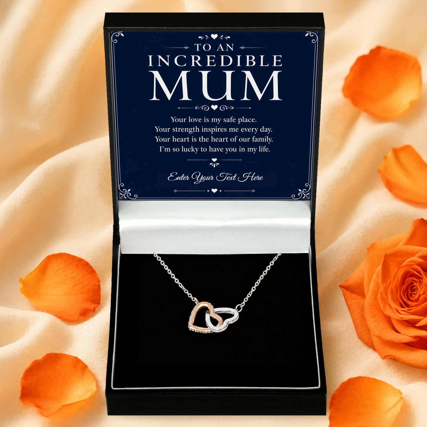 To An Incredible Mum Personalised Interlocking Hearts Necklace In Keepsake Box