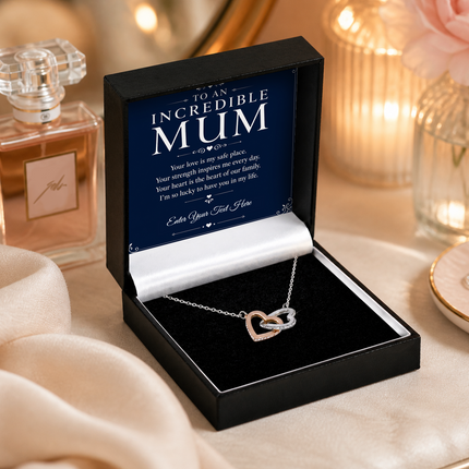 To An Incredible Mum Personalised Interlocking Hearts Necklace In Keepsake Box