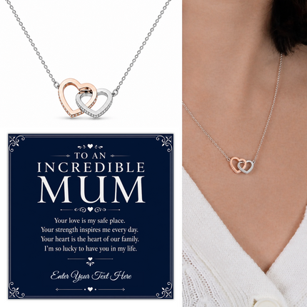 To An Incredible Mum Personalised Interlocking Hearts Necklace In Keepsake Box