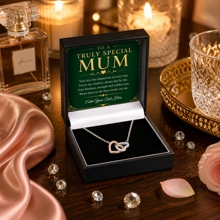 To A Truly Special Mum Personalised Interlocking Hearts Necklace In Keepsake Box