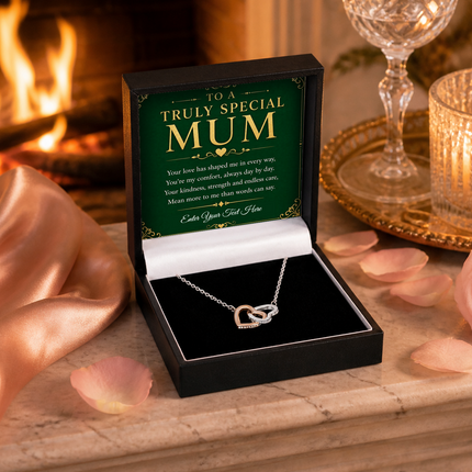 To A Truly Special Mum Personalised Interlocking Hearts Necklace In Keepsake Box
