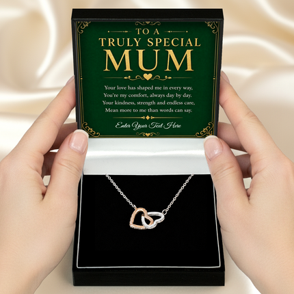 To A Truly Special Mum Personalised Interlocking Hearts Necklace In Keepsake Box