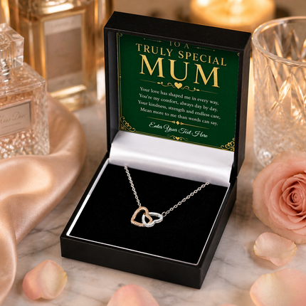 To A Truly Special Mum Personalised Interlocking Hearts Necklace In Keepsake Box