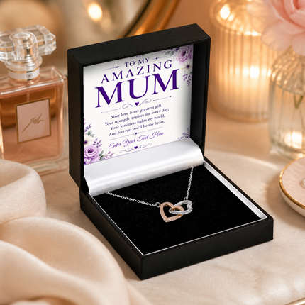 To My Amazing Mum Personalised Interlocking Hearts Necklace In Keepsake Box