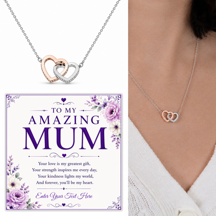 To My Amazing Mum Personalised Interlocking Hearts Necklace In Keepsake Box