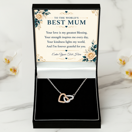 To The Worlds Best Mum Personalised Interlocking Hearts Necklace In Keepsake Box