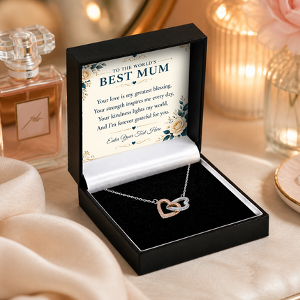 To The Worlds Best Mum Personalised Interlocking Hearts Necklace In Keepsake Box