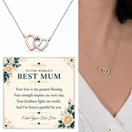 To The Worlds Best Mum Personalised Interlocking Hearts Necklace In Keepsake Box