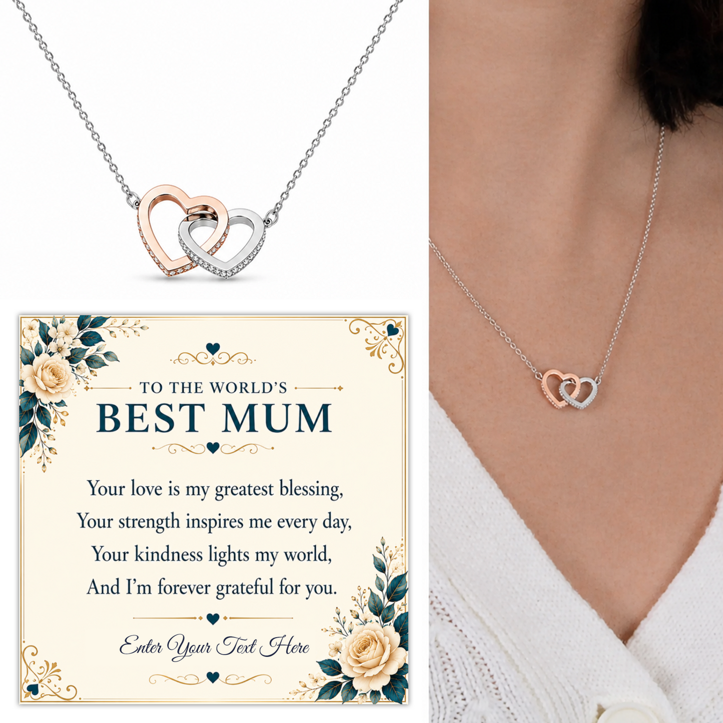 To The Worlds Best Mum Personalised Interlocking Hearts Necklace In Keepsake Box