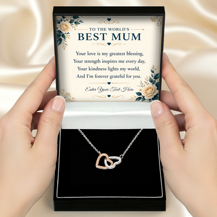 To The Worlds Best Mum Personalised Interlocking Hearts Necklace In Keepsake Box
