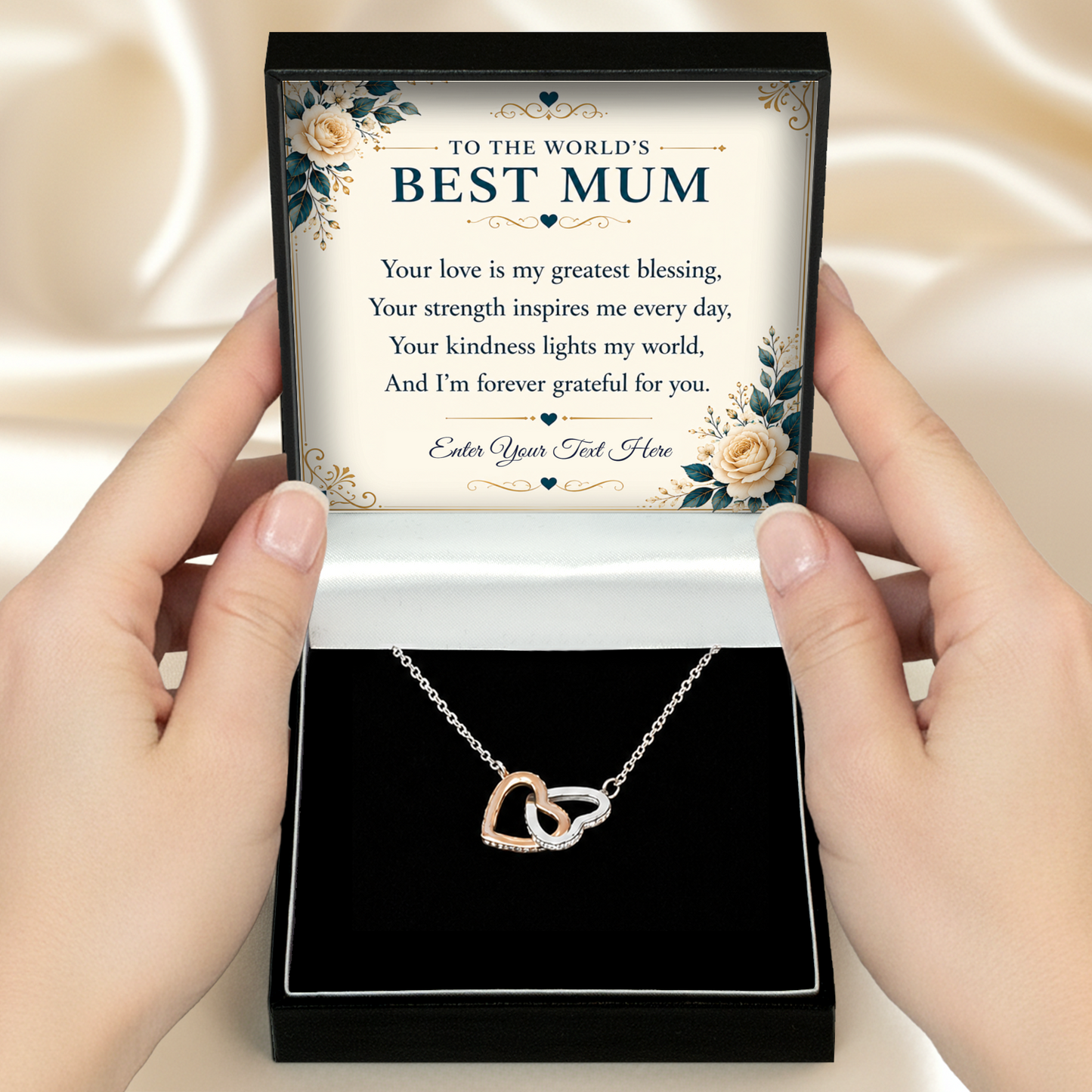 To The Worlds Best Mum Personalised Interlocking Hearts Necklace In Keepsake Box