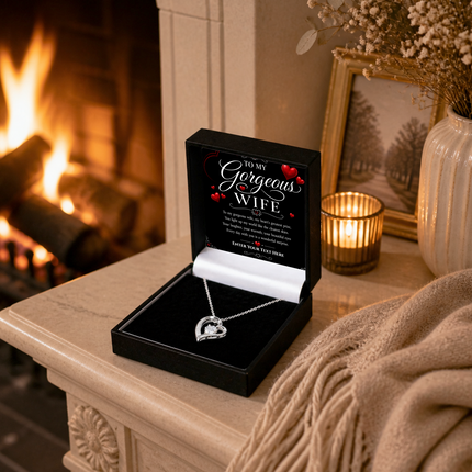 To My Gorgeous Wife Personalised Eternal Heart Necklace In Keepsake Box