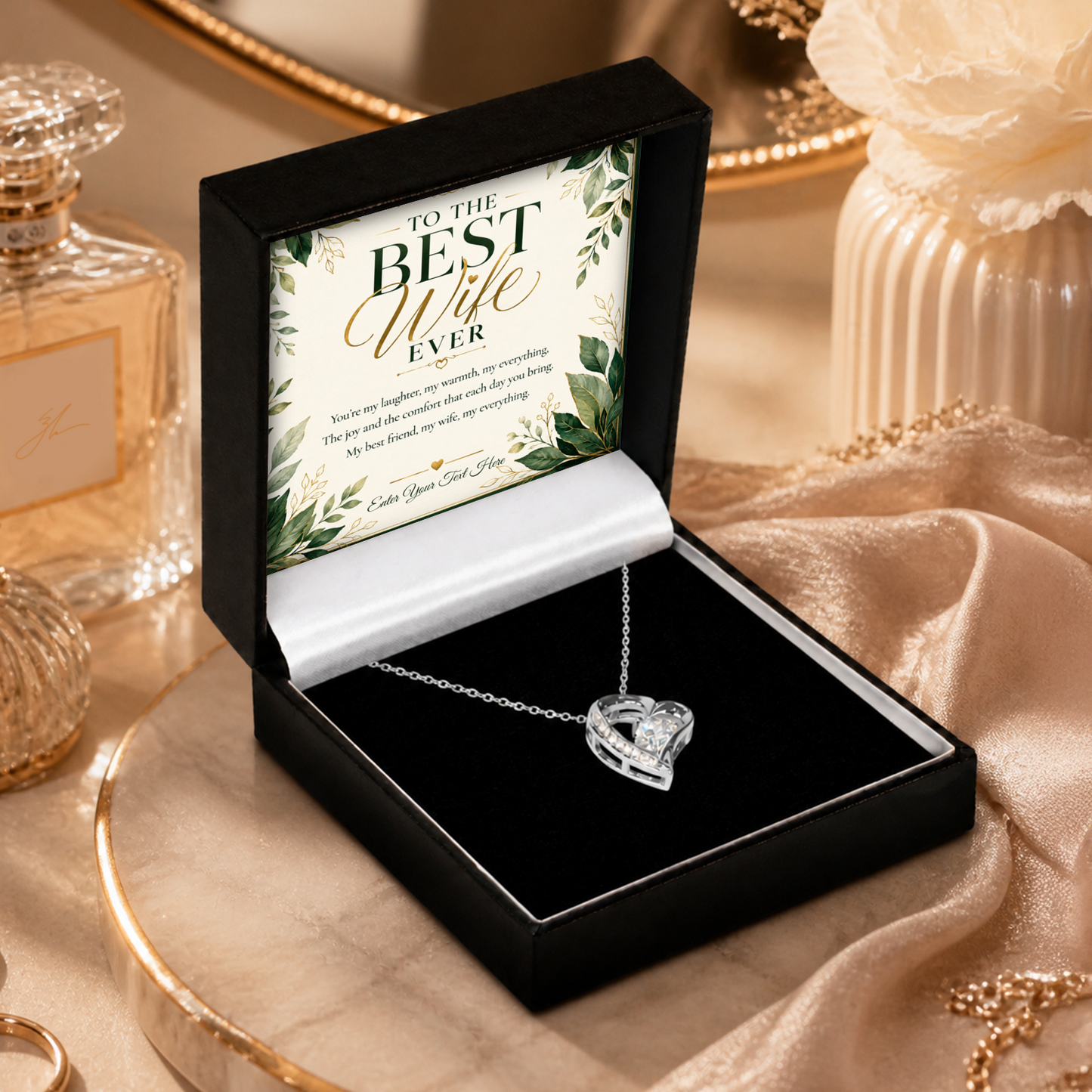 To The Best Wife Ever Personalised Eternal Heart Necklace In Keepsake Box