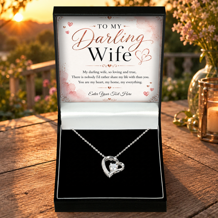 To My Darling Wife Personalised Eternal Heart Necklace In Keepsake Box