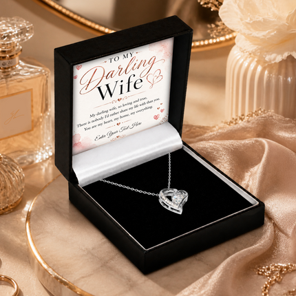 To My Darling Wife Personalised Eternal Heart Necklace In Keepsake Box