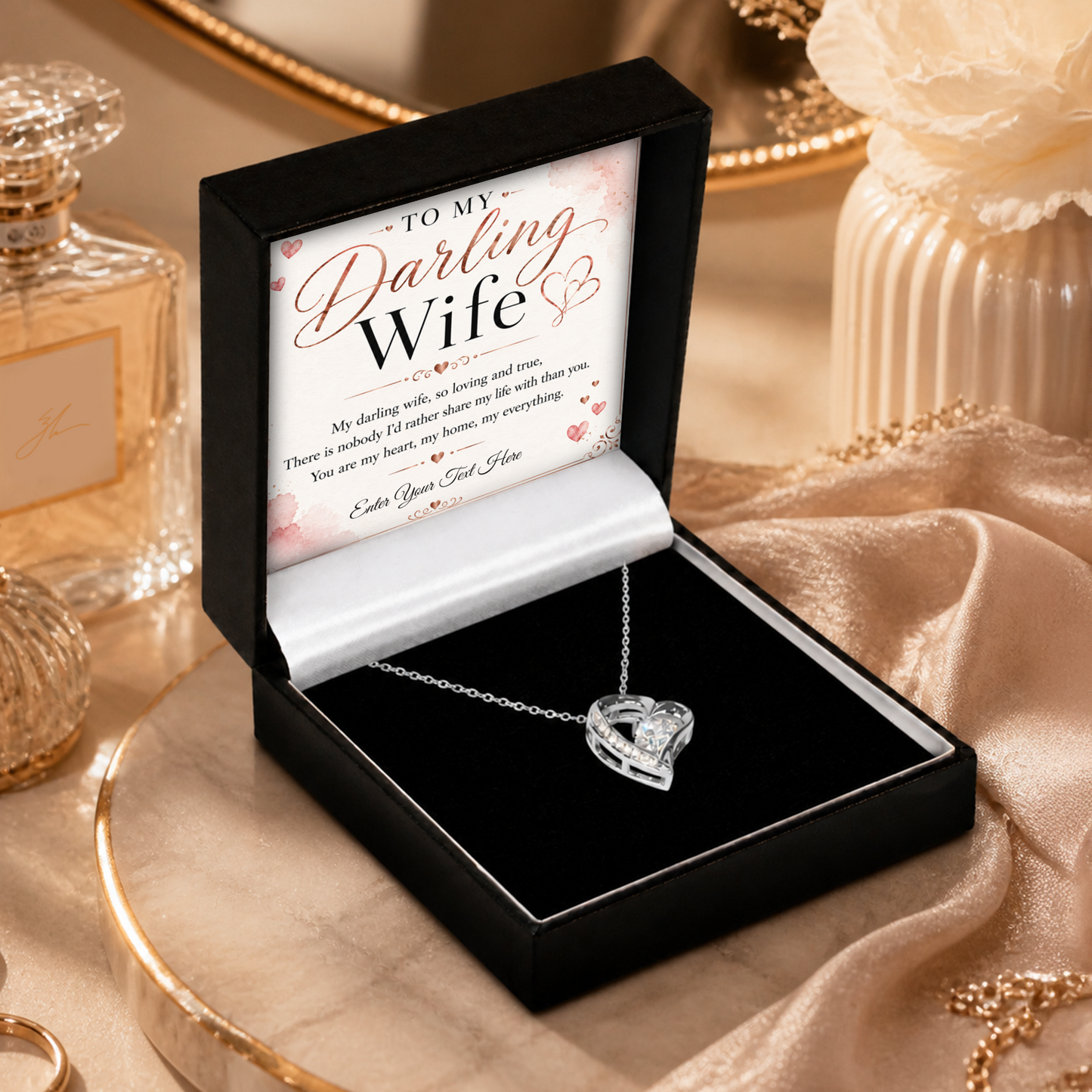 To My Darling Wife Personalised Eternal Heart Necklace In Keepsake Box