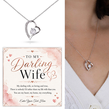 To My Darling Wife Personalised Eternal Heart Necklace In Keepsake Box
