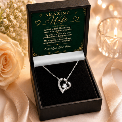 To My Amazing Wife Personalised Eternal Heart Necklace In Keepsake Box