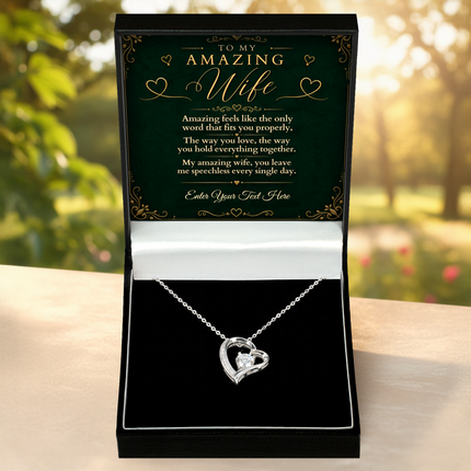 To My Amazing Wife Personalised Eternal Heart Necklace In Keepsake Box