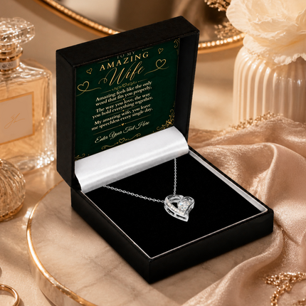 To My Amazing Wife Personalised Eternal Heart Necklace In Keepsake Box