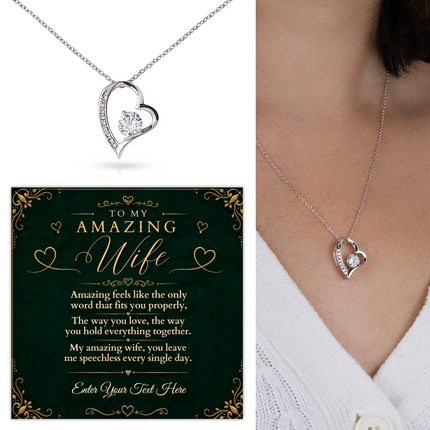 To My Amazing Wife Personalised Eternal Heart Necklace In Keepsake Box