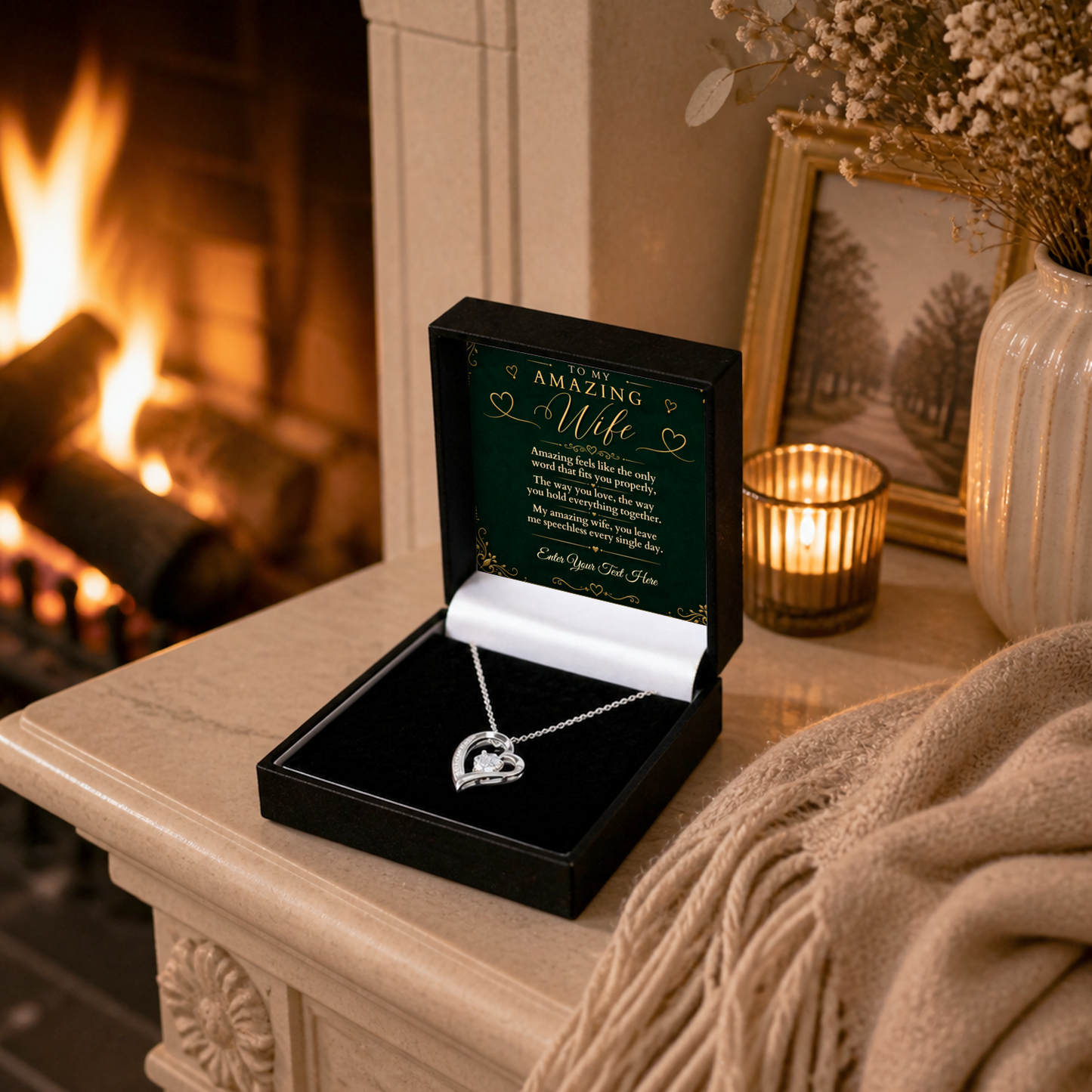 To My Amazing Wife Personalised Eternal Heart Necklace In Keepsake Box