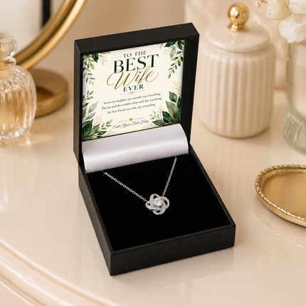 To The Best Wife Ever Personalised Love Knot Necklace In Keepsake Box