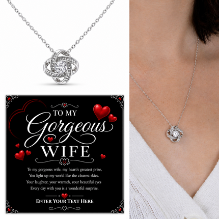 To My Gorgeous Wife Personalised Love Knot Necklace In Keepsake Box