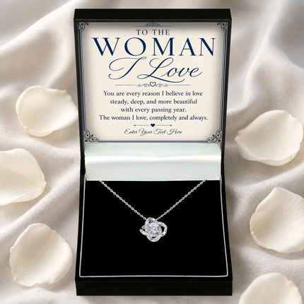 To The Woman I Love Personalised Love Knot Necklace In Keepsake Box