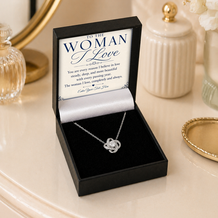 To The Woman I Love Personalised Love Knot Necklace In Keepsake Box
