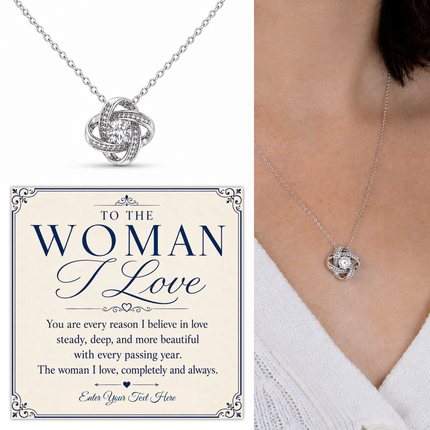 To The Woman I Love Personalised Love Knot Necklace In Keepsake Box