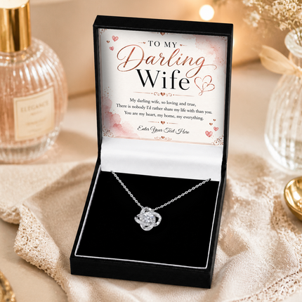 To My Darling Wife Personalised Love Knot Necklace In Keepsake Box