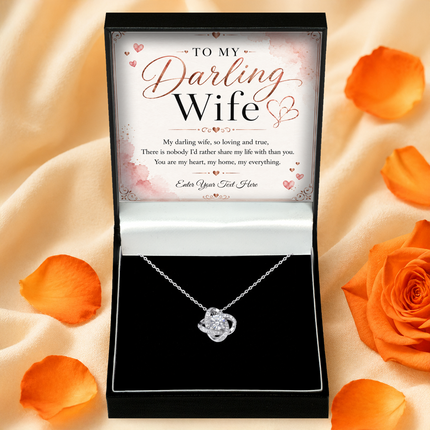 To My Darling Wife Personalised Love Knot Necklace In Keepsake Box
