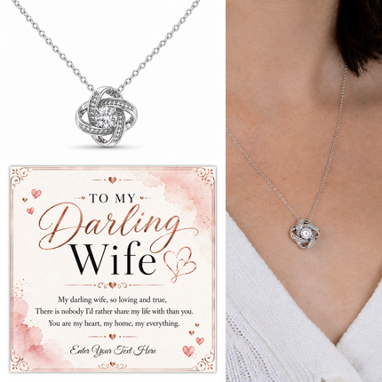 To My Darling Wife Personalised Love Knot Necklace In Keepsake Box